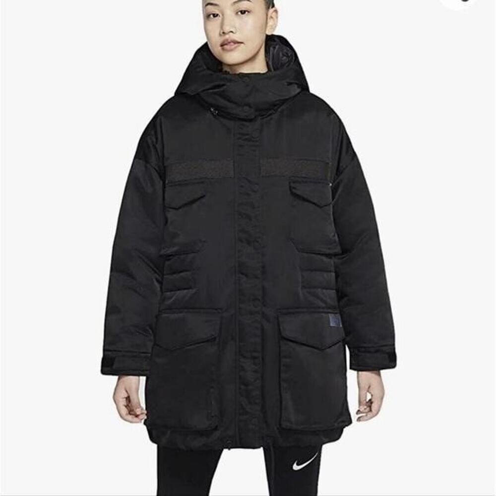 Nike Sportswear Tech Fleece Parka Hooded Full Zip Puffer Coat Jacket Black XXL